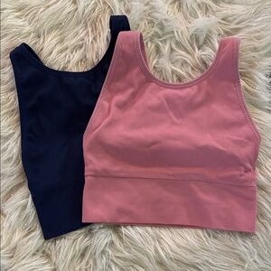 Victorias Secret Pink and Blue Ribbed workout bralettes